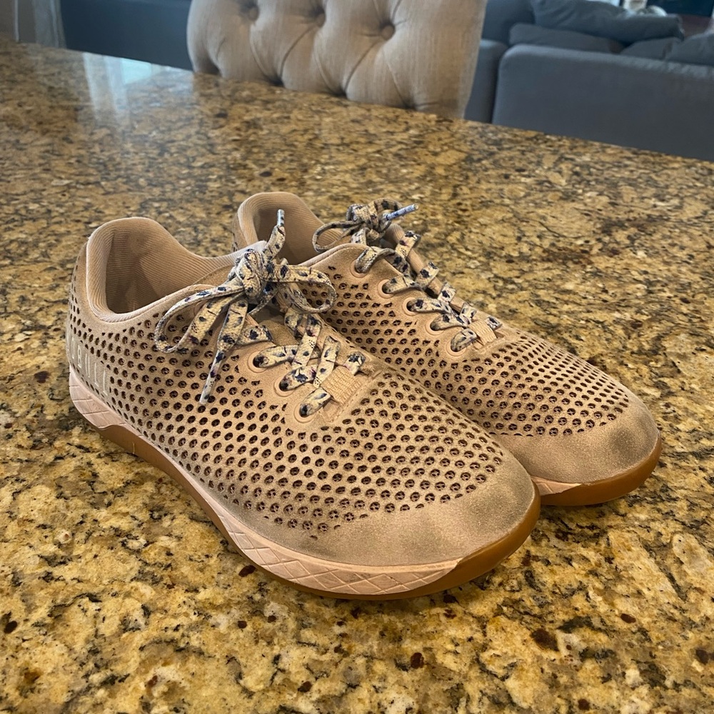Dusty rose suede trainers